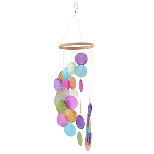 Windspiel Capiz-Muscheln-Perlmutt-Muscheln Windspiele für den Außenbereich 54 * 13cm Fensterschmuck Muschelmobile Hängen Ornament Wandbehang hänge Deko für Fenster oder deko Wohnzimmer Garten von SYSUII