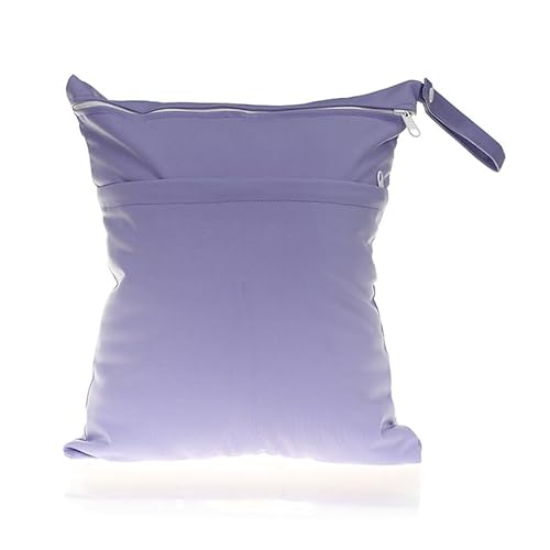 wasserdichte Stofftaschen,Windeltaschen Nasstaschen Waschbar Wetbag Organiser Wiederverwendbare Organiser Beutel mit Reißverschluss für Kleinkind Windeln Reisen Gym Strand Pool,Lila 30 * 36cm von SYSUII