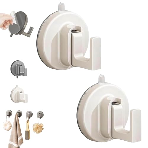 SYT-MD Ffunhoo Schwere Saugnäpfe Ohne Bohrung, Bohrfreie, Wiederverwendbare, Robuste Saugnapfhaken, Abziehbare Und Aufklebbare, Wasserdichte, Haken For Badezimmer, Küche(Beige,2Pcs) von SYT-MD