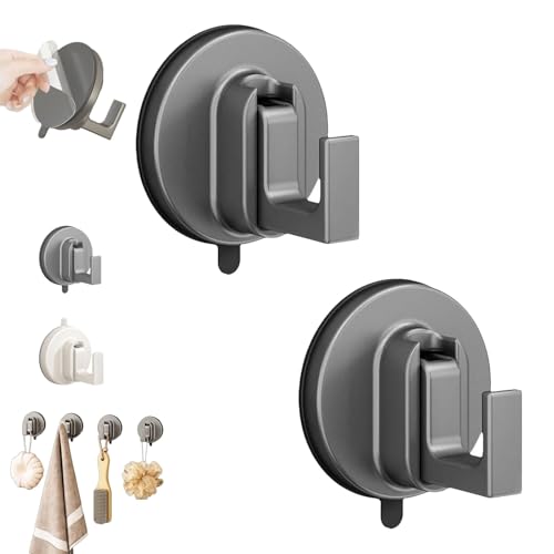 SYT-MD Ffunhoo Schwere Saugnäpfe Ohne Bohrung, Bohrfreie, Wiederverwendbare, Robuste Saugnapfhaken, Abziehbare Und Aufklebbare, Wasserdichte, Haken For Badezimmer, Küche(Black,2Pcs) von SYT-MD