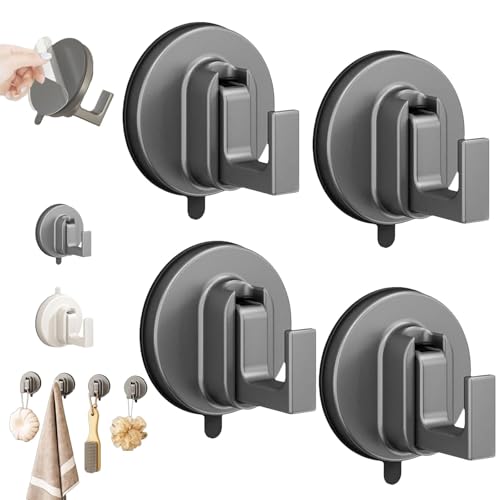 SYT-MD Ffunhoo Schwere Saugnäpfe Ohne Bohrung, Bohrfreie, Wiederverwendbare, Robuste Saugnapfhaken, Abziehbare Und Aufklebbare, Wasserdichte, Haken For Badezimmer, Küche(Black,4Pcs) von SYT-MD