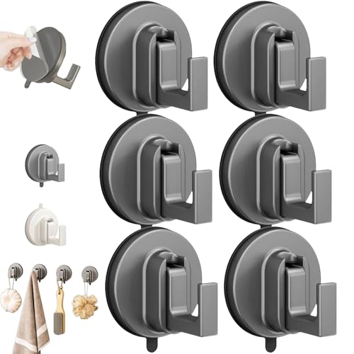 SYT-MD Ffunhoo Schwere Saugnäpfe Ohne Bohrung, Bohrfreie, Wiederverwendbare, Robuste Saugnapfhaken, Abziehbare Und Aufklebbare, Wasserdichte, Haken For Badezimmer, Küche(Black,6Pcs) von SYT-MD