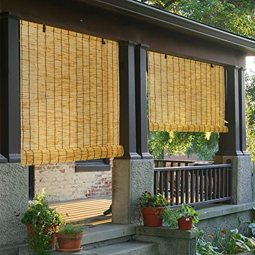 Aussenrollos Wetterfest,Senkrechtmarkise Außen,Sonnenschutzrollo Senkrecht Außenrollo,Natural Schilf Vorhang Outdoor-vorhänge,Außenjalousien für Fenster Terrasse Balkon Beschattung von SYTH