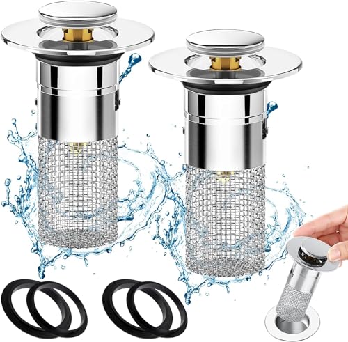 2 Stücke WaschbeckenstöPsel,34-40mm Universal Pop Up Abflusssieb Waschbecken Edelstahl,Press Type Sink Wash Basin Water Plug Drain,Drain Strainer Universal Abfluss Haarfänger für Bad und Küche 2 Stücke WaschbeckenstöPsel,34-40mm Universal Pop Up Abflusssieb Waschbecken Edelstahl,Press Type Sink Wash Basin Water Plug Drain,Drain Strainer Universal Abfluss Haarfänger für Bad und Küche von SYTTNUM