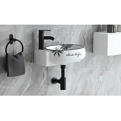 Mini Waschbecken Klein Für Gäste WC - Porzellan Keramik Eckwaschbecken Mit Wandhalterung - Ovales Badezimmer Gefäß Waschbecken Weiß Mit Überlauf (Heißer Und von SYUFRE