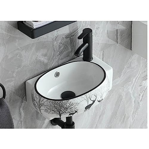 Mini Waschbecken Klein Waschbecken Gäste Wc Porzellan Keramik Eckwaschbecken Wandhalterung Waschbecken Ovales Badezimmer Gefäß Waschbecken Weißes Gefäß Waschbecken Waschtisch Mit Überlauf (heißer Und von SYUFRE