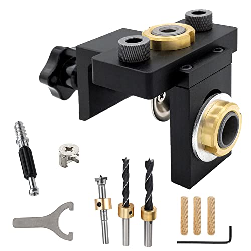 3-in-1 Dübellehre Bohrschablone Kit, 8mm Bohrlehre Kit mit Positionierungsclip Einstellbare Bohrführung Puncher Locator, Bohrlehre Bohrhilfe, Holzdübel Bohrschablone. (1) von SYULCR