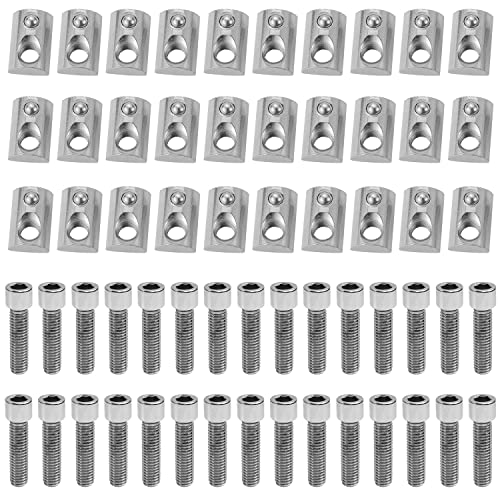 30 Stück Nutensteine Kits, M8 Nutenstein + M8 Schrauben, Mit Federkugel, Kohlenstoffstahl, Elastische Muttern Serie 40, Für das Strangpressen von Aluminiumprofilen (30) von SYULCR