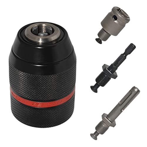 SDS Metall Schnellspannbohrfutter, Bohrfutter Adapter Sechskant Spannweite: 1.5-13 mm, Bohrfutter Innengewinde: 1/2" - 20 UNF, SDS Bohrfutter Außen-Ø: 42.9 mm, für Handbohrmaschinen. (1) von SYULCR