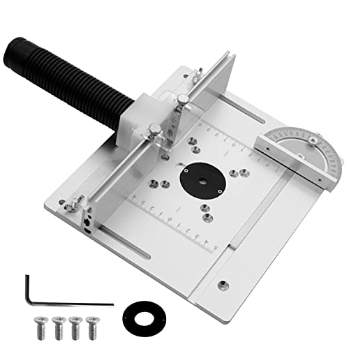 Set mit 3 Frästisch Einlegeplatten, Aluminiumlegierung,Frästisch Einlegeplatte für Oberfräsen, Frästisch Bausatz, Fräsplatte Gravur-Hilfswerkzeug mit Gehrungslehre (1) von SYULCR