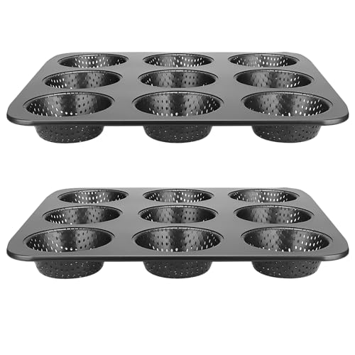 SYUTBOU 2 Stück Brötchenblech, 30cm Brötchen Backform Rund mit Antihaftbeschichtung, Burger Buns Backform Metall für 9 Brötchen, Brötchenform, Brötchen Backblech für Kuchen Burger Brot Puffs Muffins von SYUTBOU