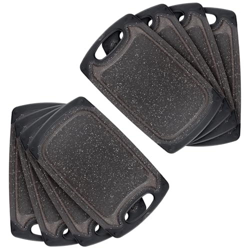 SYUTBOU 8er Set Frühstücksbrettchen Kunststoff, 25 x 15 cm Schneidebrett Klein mit Griff, Küchenbrett Plastik Schwarz für Küche von SYUTBOU