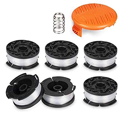 Rasentrimmer-Ersatzspule, 9 m, 0,2 cm für Black+Decker Rasentrimmer, Ersatz-Autozuführspule, kompatibel mit Black & Decker AF-100, 8 Stück (6 Spulen + 1 Kappe + 1 Feder) von SYWAN