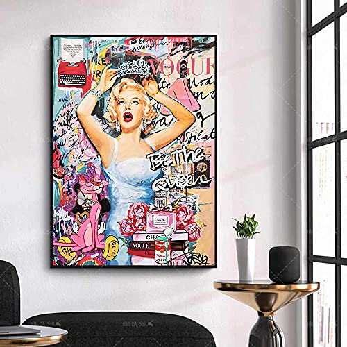 SYXBEIVK Graffiti Art Marilyn Monroe Leinwand Malerei Pop Art Poster Druckt Street Wall Art Bilder für Heimtextilien-50x70cm-Kein Rahmen von SYXBEIVK