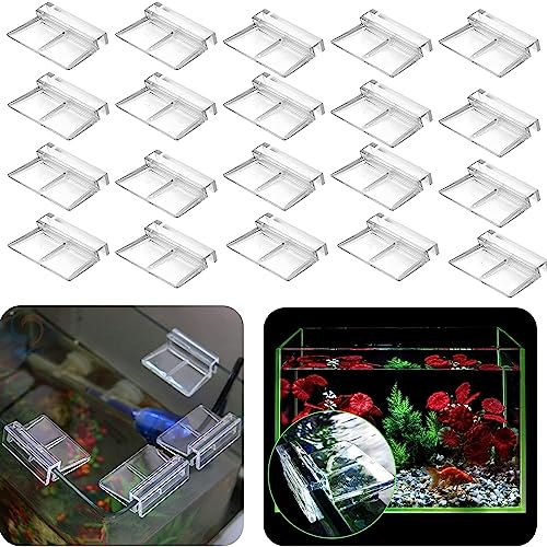 SYXLS 20 Stück Glasabdeckungs-Clips für Aquarien, 8mm Acryl Aquarium Glasabdeckung Halter Aquarium Abdeckung Halterung Unterstützung, Universale Halterungen für Randlose Aquarien von SYXLS