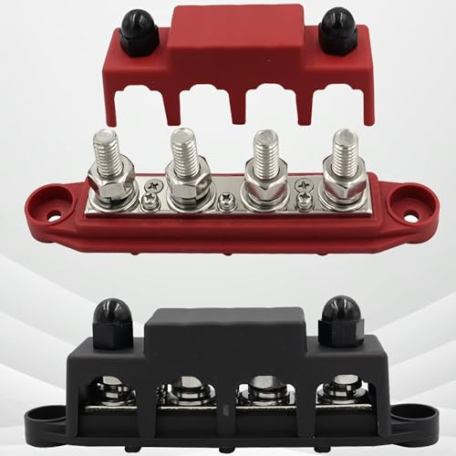 SYXLS Montagelinie für Yachtspiralsäulen Edelstahl Messing Batterie Sammelschiene Stecker mit Passendem Block, 4 M8 Schraubenköpfe, Einreihige Komponenten heute für Busse, Häuser und RV-Boote von SYXLS