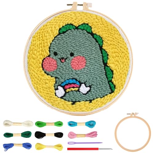 SYXLS Stickerei Starter Kit, DIY Erwachsene Anfänger Stickkits, Stanznadel-Stickerei-Starter-Kits mit Anleitung, Einfädler-Werkzeug für Stanznadel, Stickteppich, Stanzen und Knicknadel von SYXLS