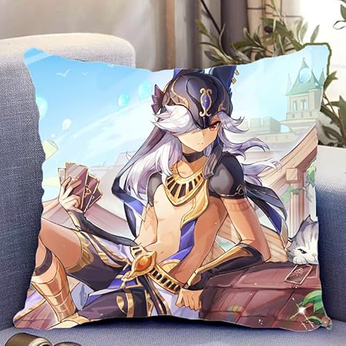 Gefülltes Kissen mit Spielcharakter für Impact Cyno, Wurf Kissen Dekor für Home Sofa Bettwäsche mit Unsichtbarem Design für Anime Fans,C 45 * 45CM von SYYNB