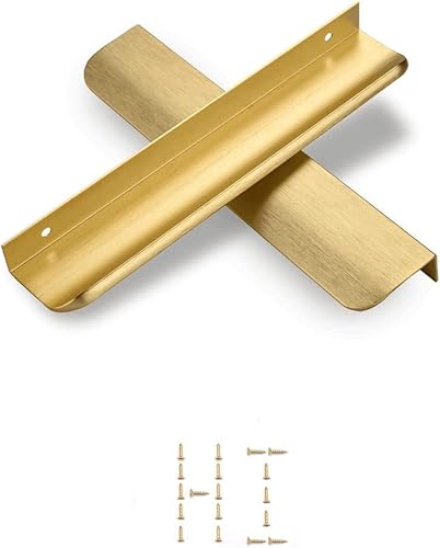 SYZOW 10 Stück 200mm Gold Möbelgriffe Schrankgriffe Aluminium,Modernes Küchengriffe Geschwungener Türgriff Verdeckter Schubladengriff Griffe für Kleiderschrank von SYZOW