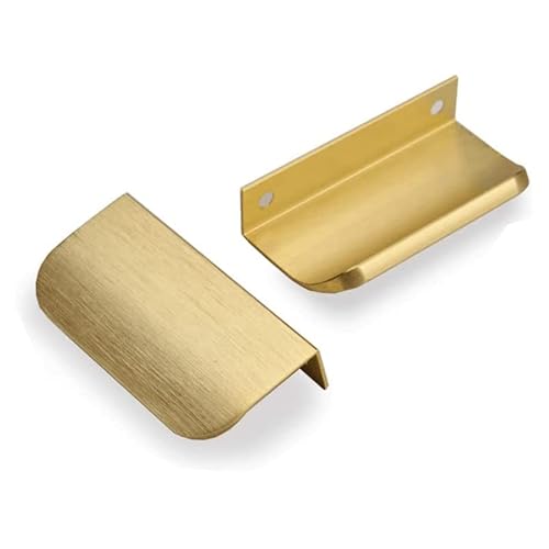 SYZOW 10 Stück 64mm Gold Möbelgriffe Schrankgriffe Aluminium,Modernes Küchengriffe Geschwungener Türgriff Verdeckter Schubladengriff Griffe für Kleiderschrank von SYZOW