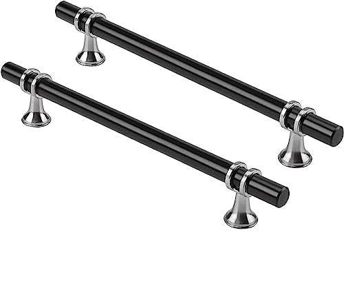 SYZOW 10 Stück Schrankgriffe Schwarz Moderne Griffe Möbel Möbelgriffe 192mm Lochabstand Türgriffe küche Schubladengriffe küchengriffe Küchengriffe Sliver&Schwarz von SYZOW