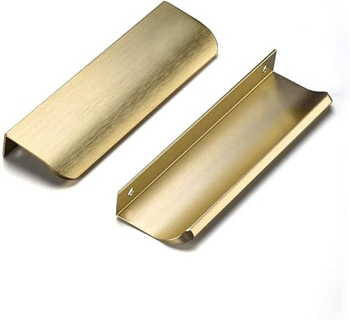 SYZOW 6 Stück 128mm Gold Möbelgriffe Schrankgriffe Aluminium,Modernes Küchengriffe Geschwungener Türgriff Verdeckter Schubladengriff Griffe für Kleiderschrank von SYZOW