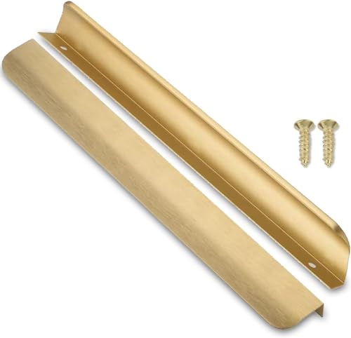 SYZOW 6 Stück 300mm Gold Möbelgriffe Schrankgriffe Aluminium,Modernes Küchengriffe Geschwungener Türgriff Verdeckter Schubladengriff Griffe für Kleiderschrank von SYZOW