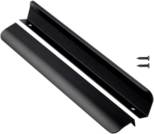 SYZOW 6 Stück 300mm Schwarz Möbelgriffe Schrankgriffe Aluminium,Modernes Küchengriffe Geschwungener Türgriff Verdeckter Schubladengriff Griffe für Kleiderschrank von SYZOW