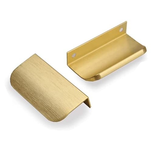SYZOW 6 Stück 64mm Gold Möbelgriffe Schrankgriffe Aluminium,Modernes Küchengriffe Geschwungener Türgriff Verdeckter Schubladengriff Griffe für Kleiderschrank von SYZOW