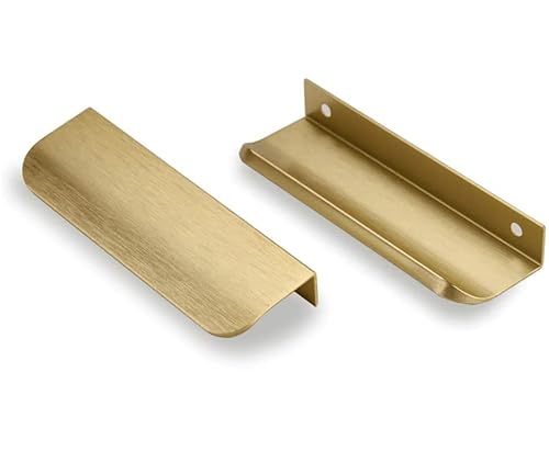 SYZOW 6 Stück 96mm Gold Möbelgriffe Schrankgriffe Aluminium,Modernes Küchengriffe Geschwungener Türgriff Verdeckter Schubladengriff Griffe für Kleiderschrank von SYZOW