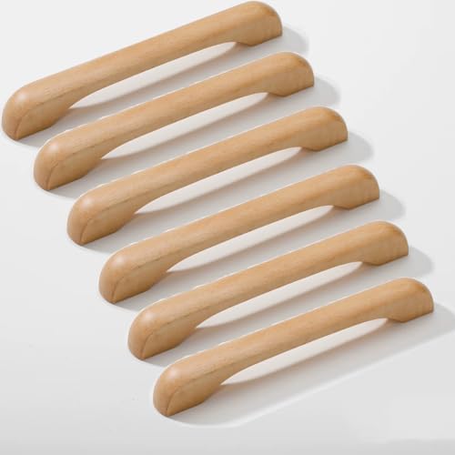 SYZOW 6 Stück Möbelgriffe Holz 160mm, Stangengriff Holz mit Schrauben, Holzgriffe für Schränke，für Küchenmöbel Schubladen und Holzgriffe Kommode von SYZOW