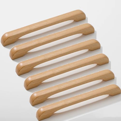 SYZOW 6 Stück Möbelgriffe Holz 192mm, Stangengriff Holz mit Schrauben, Holzgriffe für Schränke，für Küchenmöbel Schubladen und Holzgriffe Kommode von SYZOW