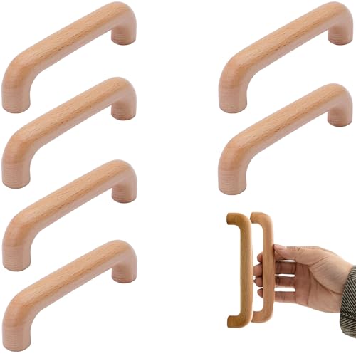 SYZOW 6 Stück Möbelgriffe Holz Schrankgriffe Holz Moderne Einfacher Holzgriffe Küchenschränke Lochabstand 96mm (6, Hölzerne, Bohrlochabstand:128mm) von SYZOW