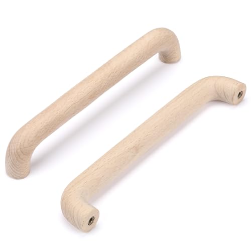 SYZOW 6 Stück Möbelgriffe Holz Schrankgriffe Holz Moderne Einfacher Holzgriffe Küchenschränke Lochabstand 160mm (6Holz B) von SYZOW