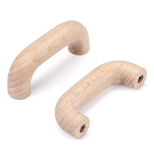 SYZOW 6 Stück Möbelgriffe Holz Schrankgriffe Holz Moderne Einfacher Holzgriffe Küchenschränke Lochabstand 96mm (Holz B) von SYZOW