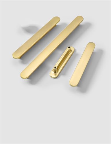SYZOW 6 Stück Schrankgriffe Gold Möbelgriffe Küchengriffe Gold -Griffe Möbel Schrankgriffe Messing aus Schubladengriffe 128mm Lochabstand von SYZOW