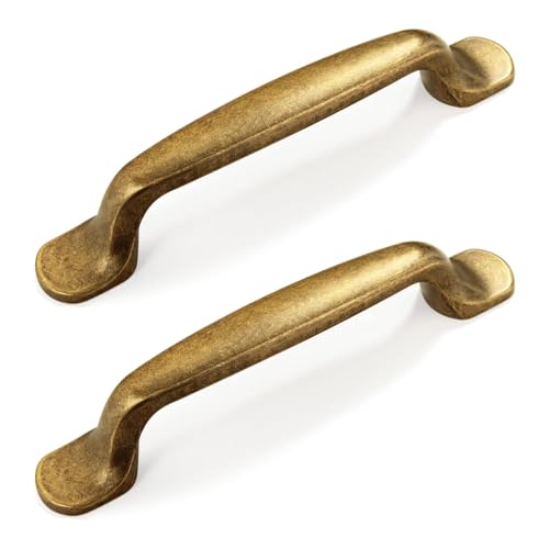 SYZOW 6 Stück vintage Möbelgriffe Antik Messing Griffe Möbel Schrankgriffe 96mm Lochabstand Türgriffe küche Schubladengriffe küchengriffe Vintage Griffe von SYZOW