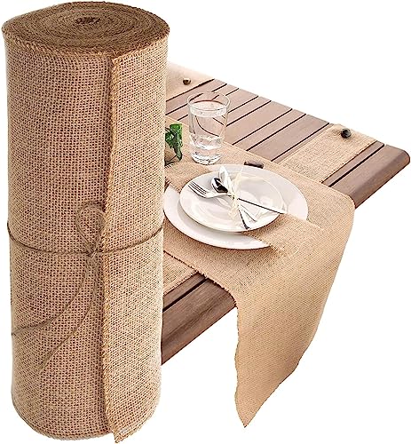 SYZOW Jute Tischläufer 30cm x10M, Jute Tischläufer Rolle Juteband Tischband, Natur Juteläufer Jutestoff für Hochzeit, Bauernhaus Party, Kommunion, Rustikale Tisch Dekoration von SYZOW