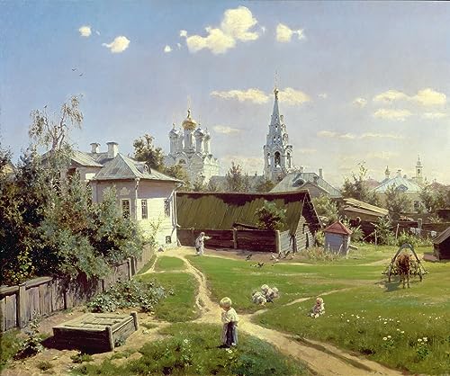 SYlale Berühmtes Gemälde Bunte Wandkunstleinwand Leinwand Gemälde Ein Kleiner Hof in Moskau Von Wassili Dmitrijewitsch Polenow für Wohnzimmer 60x90cm von SYlale