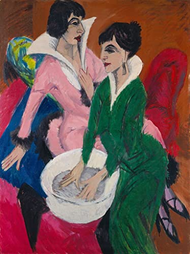 SYlale Leinwand Wandbild Wandkunst Malen Klassische Malerei Zwei Frauen an einem Waschbecken. die Schwestern von Ernst Ludwig Kirchner für Bürodekoration 60x90cm von SYlale