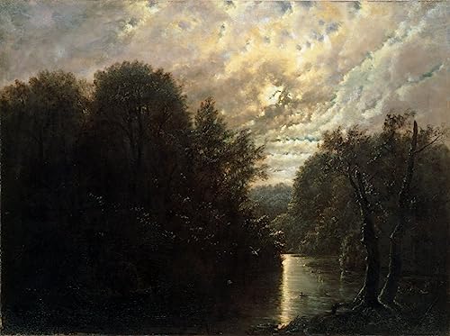 SYlale Wandkunst Bilder Poster Wandkunst Ölgemälde Flusslandschaft im Rosental bei Leipzig von Karl Gustav Carus für Wanddekoration 60x90cm von SYlale