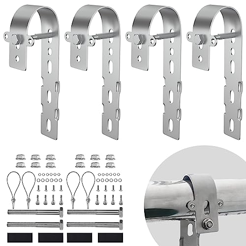 4 Pcs Solar Haken Balkon - Solarmodul Halterung Runde Balkon, Edelstahl Härte 2.5 Halterung für Solarmodule Balkon Passend, P-V Halterungen für Runde Eckig Balkongelände Solar Befestigung ohne Bohren von SZ-KARIDGE