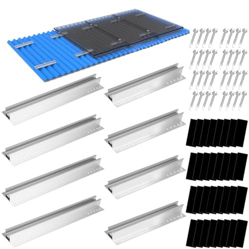 Solarpanel Aluminium Halterung, Montagesystem Trapezblech 30CM/20CM Tragschiene, Solarmodulhalter, Montageset für 3x Solarpanel von SZ-KARIDGE