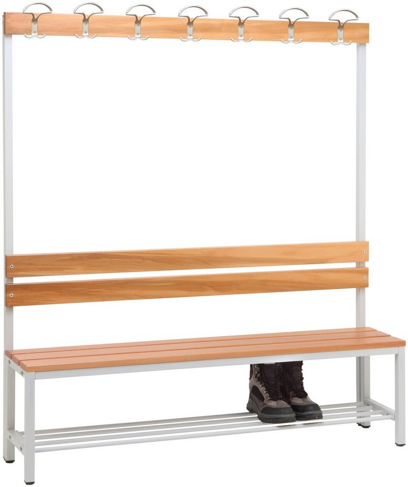 SZ METALL Sitzbank, mit Garderobenhaken und Schuhrost, versch. Größen von SZ METALL