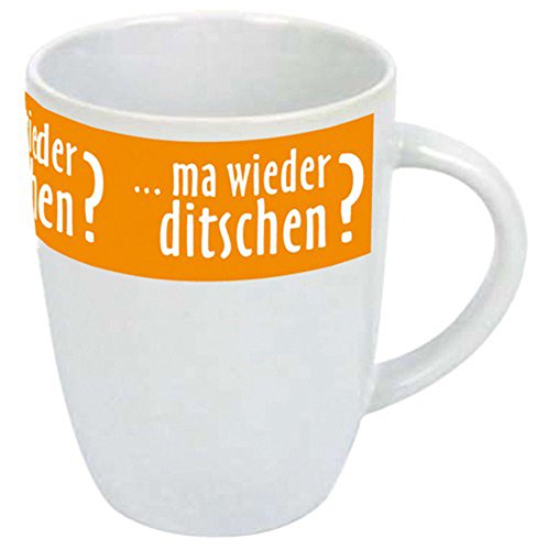 SZ Saggsnbecher Ma Wieder ditschen? | Tasse Becher sächsisch Dialekt | Souvenir Orange von SZ