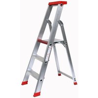 SZAGATO Stehleiter, 3 Stufen, max. Belastung: 150 kg - silberfarben von SZAGATO