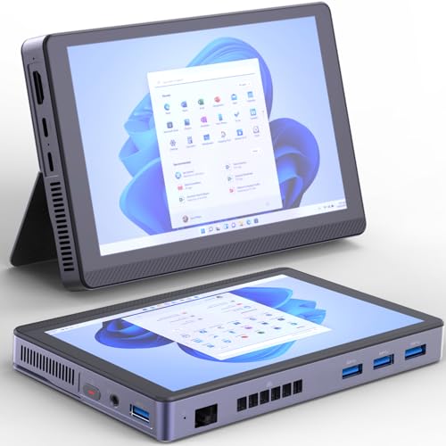 SZBOX Mini PC mit Bildschirm, Handheld Mini PC 7 Zoll TouchBildschirm mit N200(Upgrade N150), Pocket Computer Onboard LPDDR5 16GB, 256GB SSD Wifi6 BT5.2 Batterie 3400mAh, Mini Win11 Tablet Computer von SZBOX