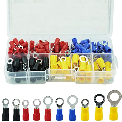 150-teilige Ring-Crimp-Klemmen-Steckverbinder, isolierte elektrische Klemmen, Verdrahtungsverbinder, O-Typ-Sortiment-Kit für Kfz-Auto-Motorrad-Reparaturen 150-teilige Ring-Crimp-Klemmen-Steckverbinder, isolierte elektrische Klemmen, Verdrahtungsverbinder, O-Typ-Sortiment-Kit für Kfz-Auto-Motorrad-Reparaturen von SZCXDKJ