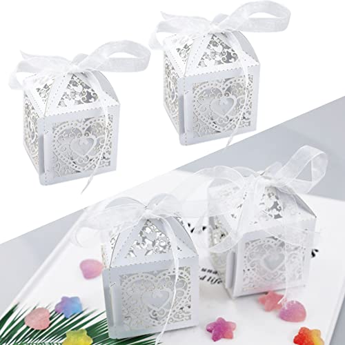 SZCXDKJ Hochzeit Geschenkbox, 50 Stück Süßigkeiten Kasten Taufe Gastgeschenke Schachtel für Tischdeko Hochzeit Dekoration Valentinstag von SZCXDKJ