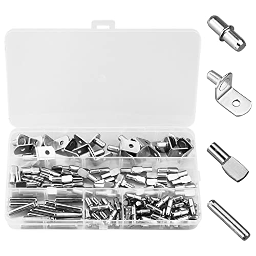 SZCXDKJ 110 Stück 3 Stile vernickelte Regalstifte Halterungsstifte Schrank Möbel Regalstifte Unterstützung Sortiment Kit perfekt für Regallöcher,Silber von SZCXDKJ